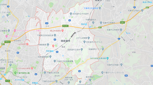 千葉県四街道市の地図