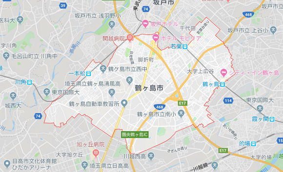 埼玉県鶴ヶ島市の地図