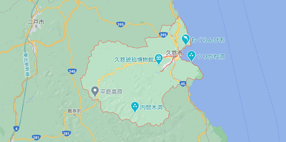 岩手県久慈市の地図