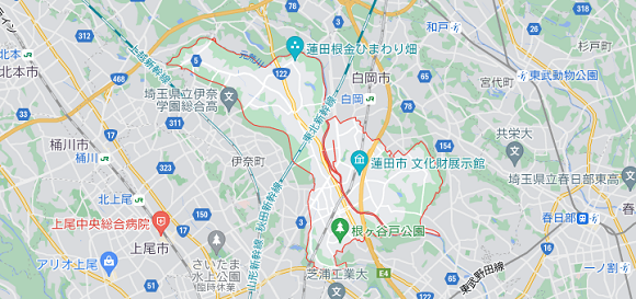 埼玉県蓮田市の地図