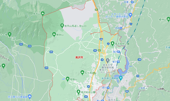 岩手県滝沢市の地図