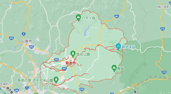 熊本県菊池市の地図