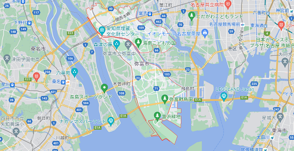 愛知県弥富市の地図