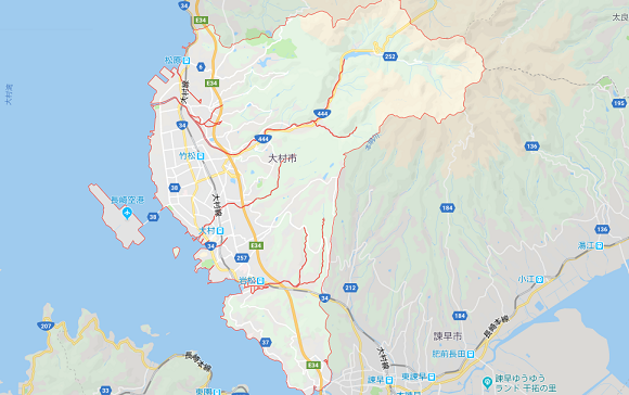 長崎県大村市の地図