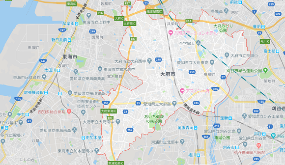 愛知県大府市の地図