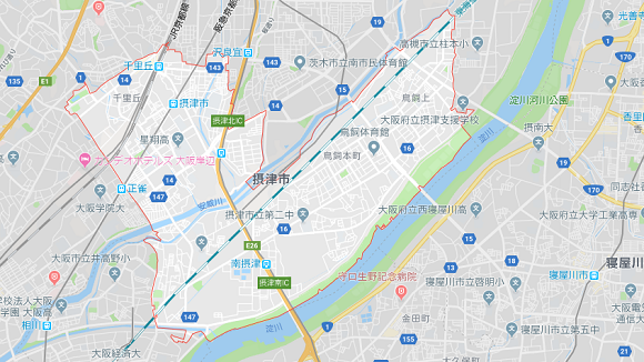大阪府摂津市の地図