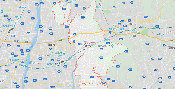 静岡県袋井市の地図