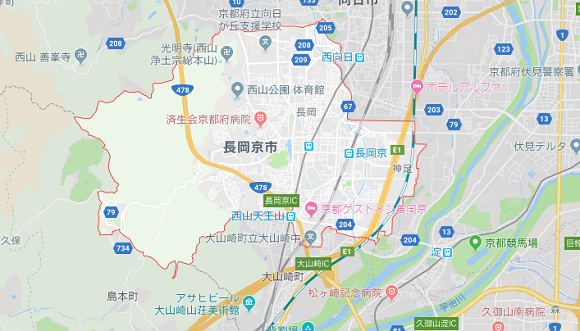京都府長岡京市の地図