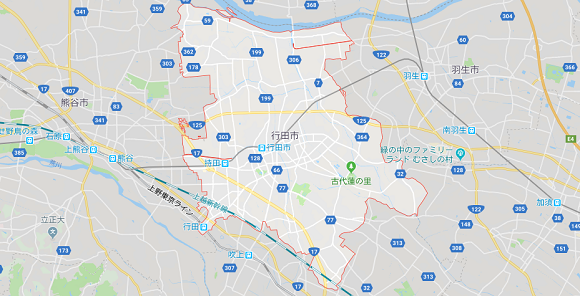 埼玉県行田市の地図