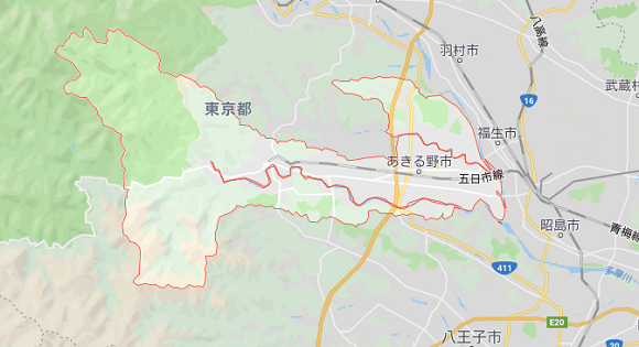 東京都あきる野市の地図