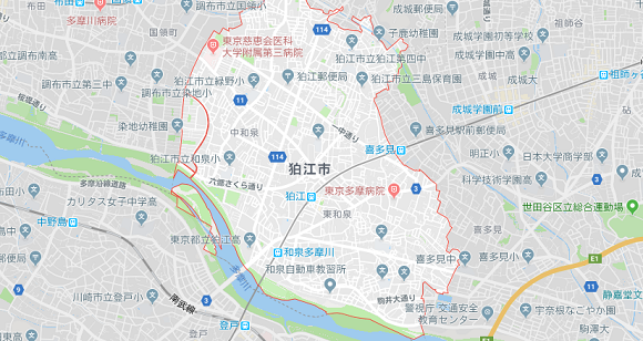 東京都狛江市の地図