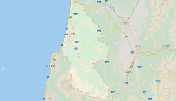 秋田県由利本荘市の地図
