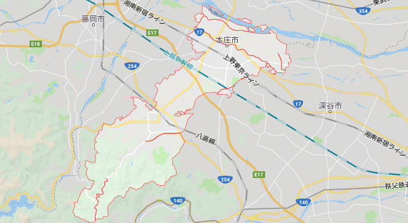 埼玉県本庄市の地図