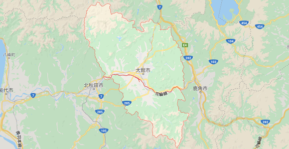 秋田県大館市の地図