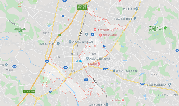 茨城県石岡市の地図