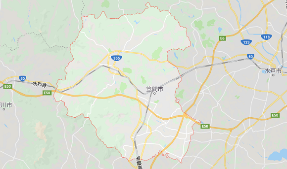 茨城県笠間市の地図