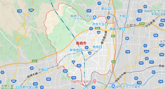 佐賀県鳥栖市の地図