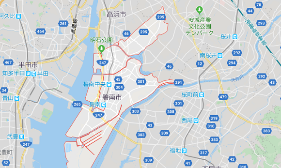 愛知県碧南市の地図