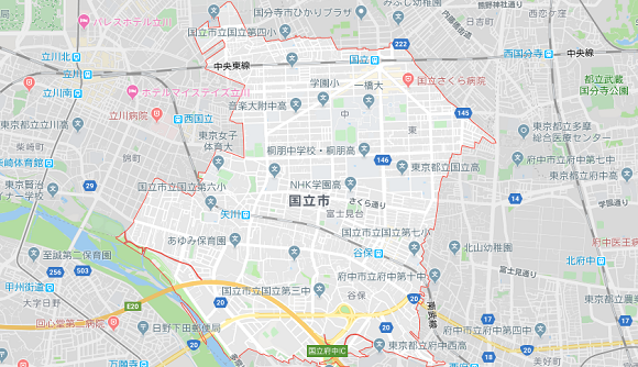 東京都国立市の地図