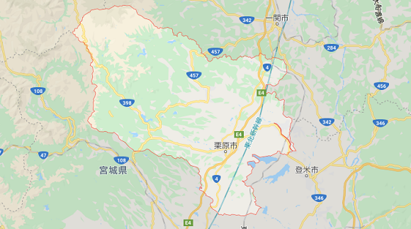 宮城県栗原市の地図