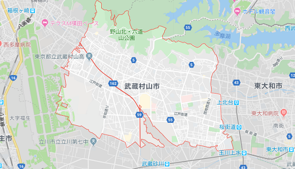 東京都武蔵村山市の地図