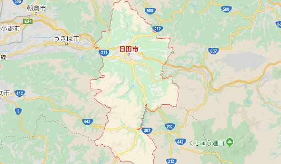 大分県日田市の地図