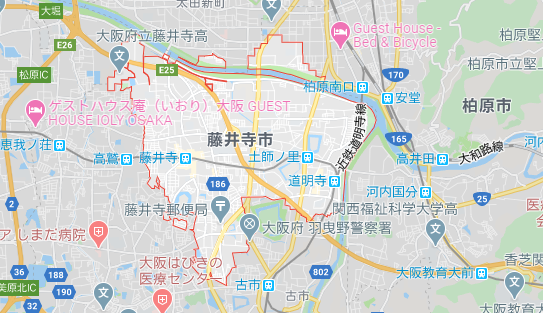 大阪府藤井寺市の地図