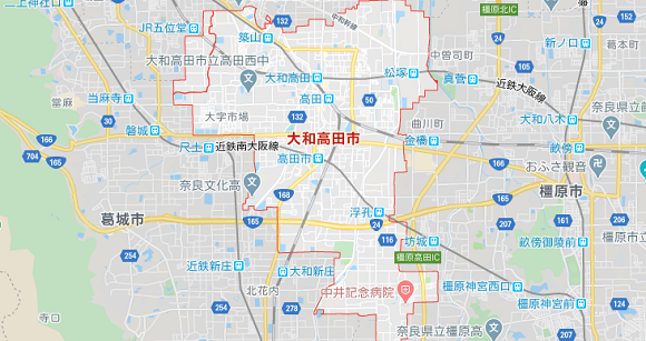 奈良県大和高田市の地図