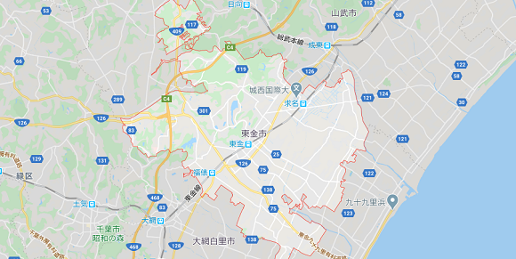 千葉県東金市の地図