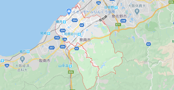 大阪府泉南市の地図