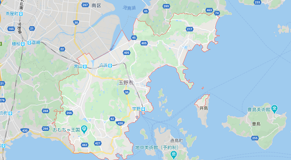岡山県玉野市の地図