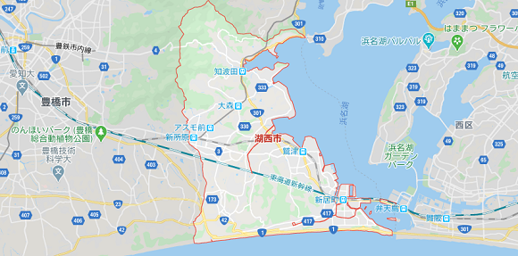 静岡県湖西市の地図