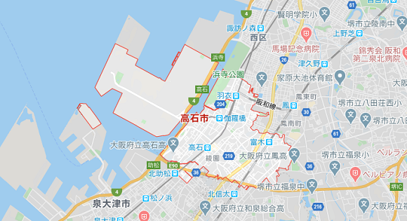 大阪府高石市の地図