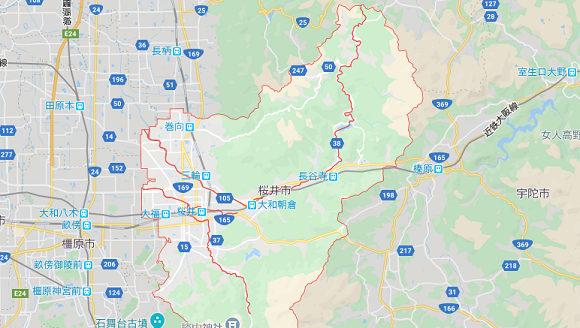 奈良県桜井市の地図