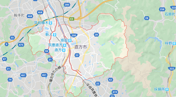 福岡県直方市の地図