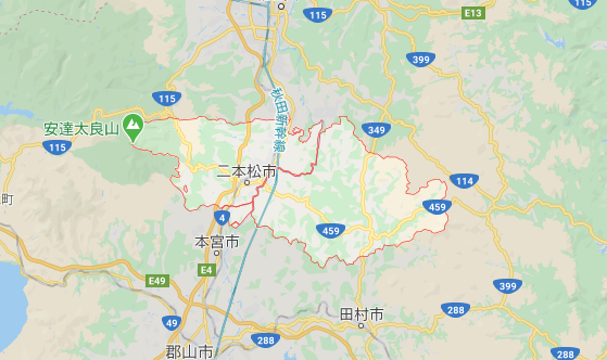 福島県二本松市の地図
