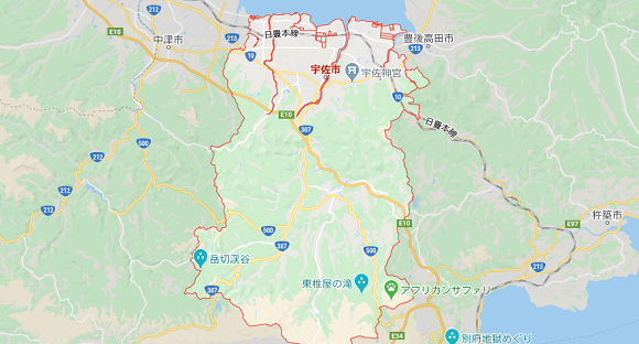 大分県宇佐市の地図
