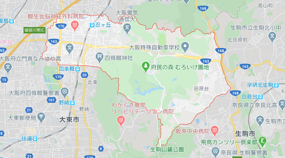 大阪府四条畷市の地図
