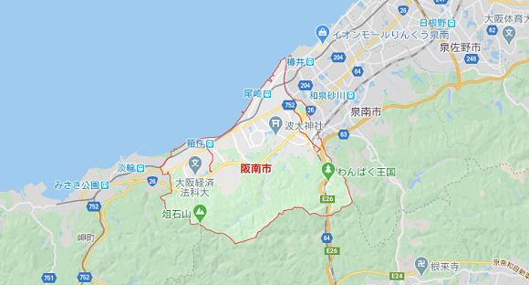 大阪府阪南市の地図