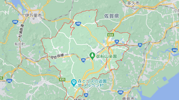 佐賀県武雄市の地図