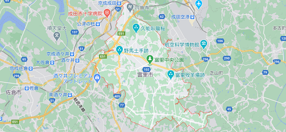 千葉県富里市の地図