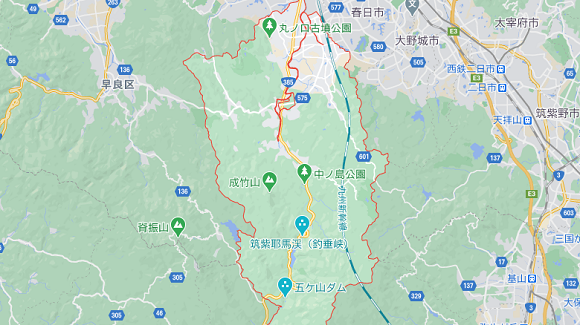 福岡県那珂川市の地図
