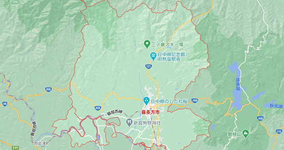 福島県喜多方市の地図