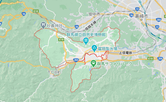 群馬県富岡市の地図