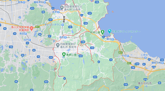 香川県さぬき市の地図