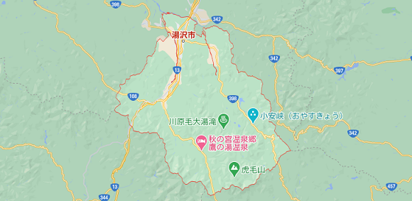 秋田県湯沢市の地図