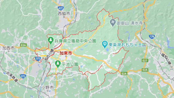 兵庫県加東市の地図