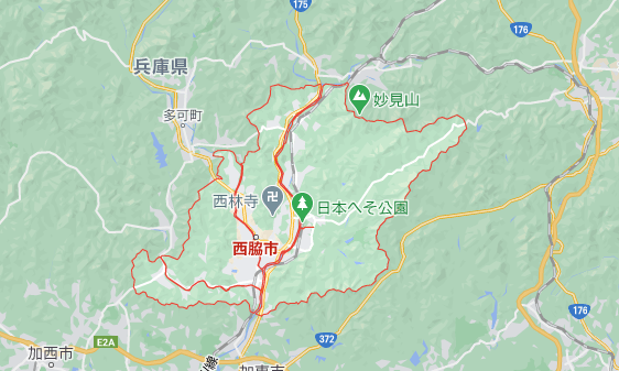 兵庫県西脇市の地図