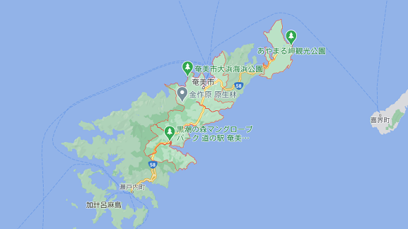鹿児島県奄美市の地図