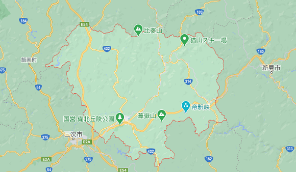 広島県庄原市の地図